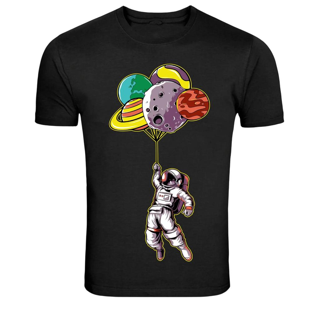 Astronaut Holding Solar System Planets Graphic T-Shirt