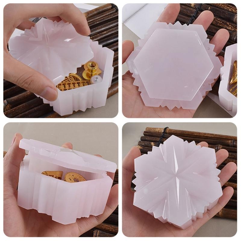 2Pcs Epoxy Crystal 3D Anniversary Six-pointed Star Container Storage Box Molds for Rings Jewelry Storage Home Decor