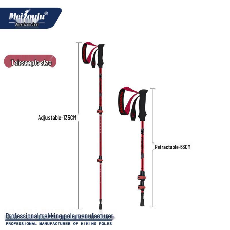 3-Section Telescopic Aluminum Trekking Poles: Multifunctional Hiking and Climbing Cane.