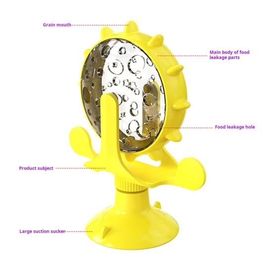 Interaktivní hračka s dávkovačem kočičích pamlsků, 360stupňový otočný větrný mlýn, pomalý krmítko s přísavkou, hračka proti úniku krmiva pro domácí kočky