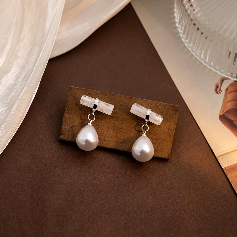 Silbernadel-Perlenohrringe: Geometrischer, Herzförmiger & Ovaler Stil, Zwei Tragevarianten für Damen