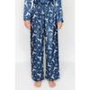 Set de pijama țesute cu pantaloni-cămașă din satin cu tematică de Anul Nou bleumarin-multicolor Thmaw24pt00037