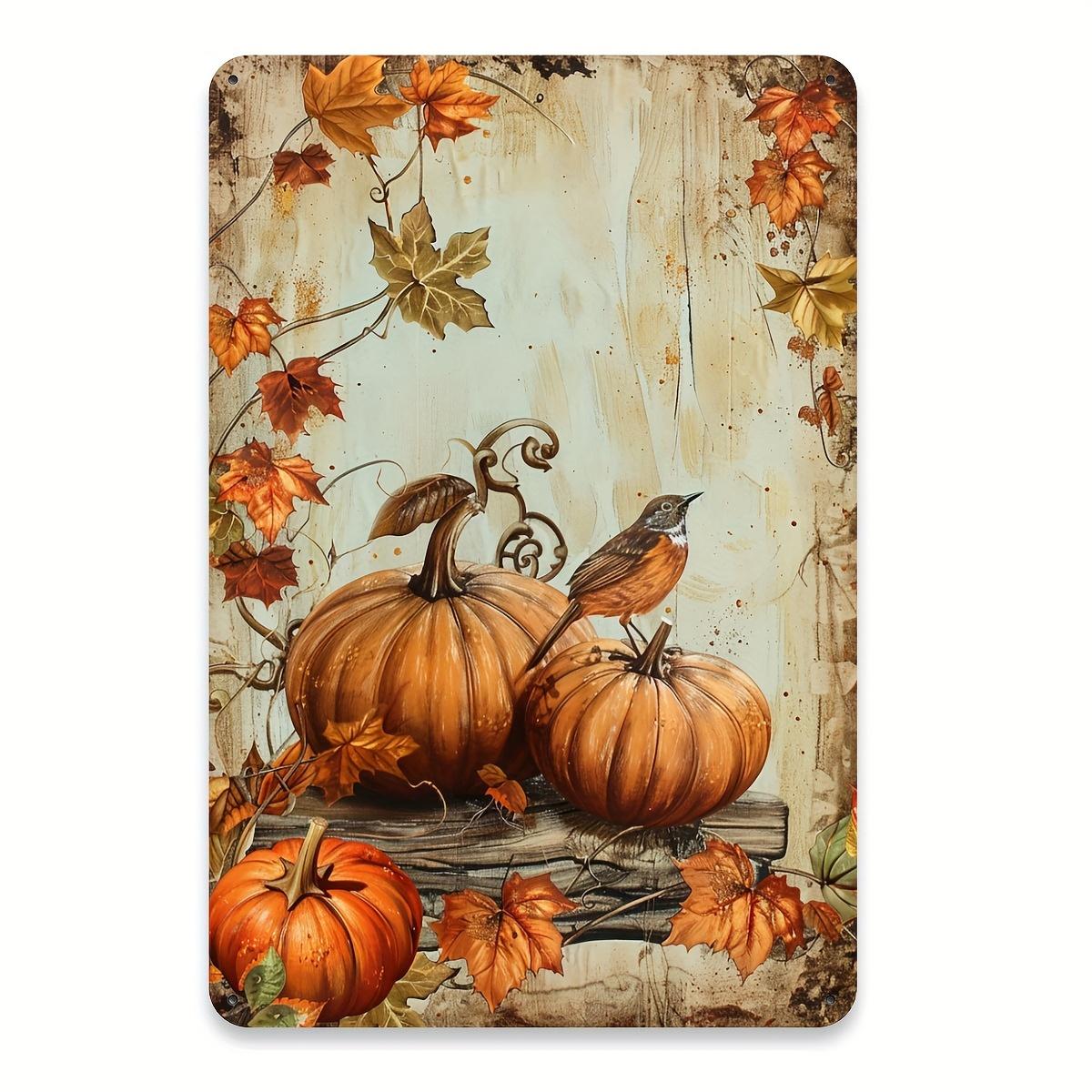 

Pumpkin and Bird Design Iron Sign Country Autumn Theme Wall Art Suitable for Home Cafe Gym and Garden Decor Size x 20x30cm（7.8x11.8inch）