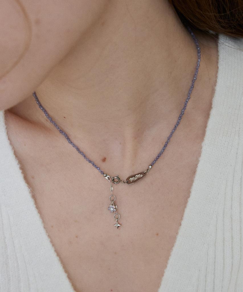 Merrymotive Lavender And Drop Pendant Necklace
