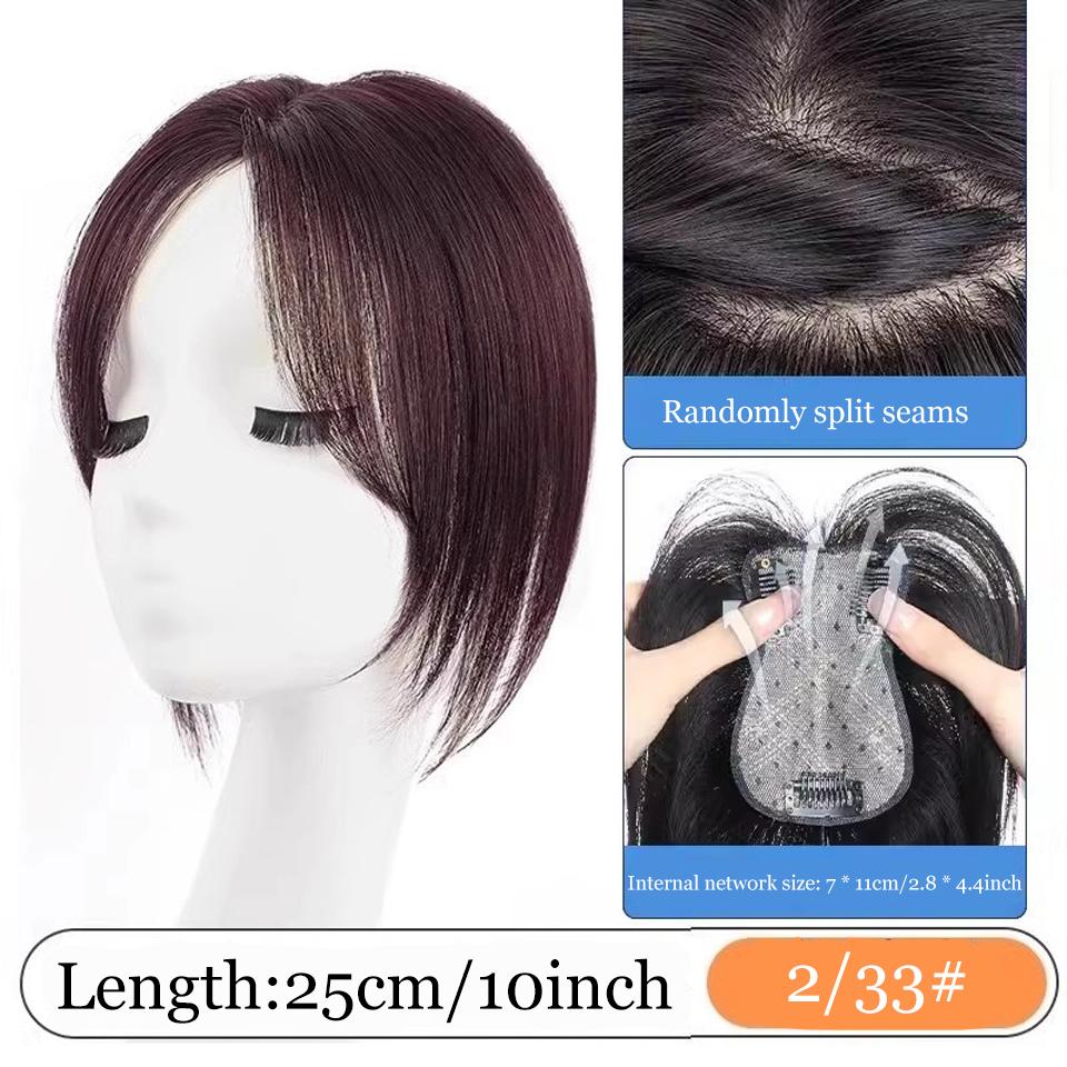 Synthetic Hair Topper  Straight 3 Clips Center Part Hairpiece Clip In One Piece Head Top Hair Extensions Invisible Replacement Cover White Hair