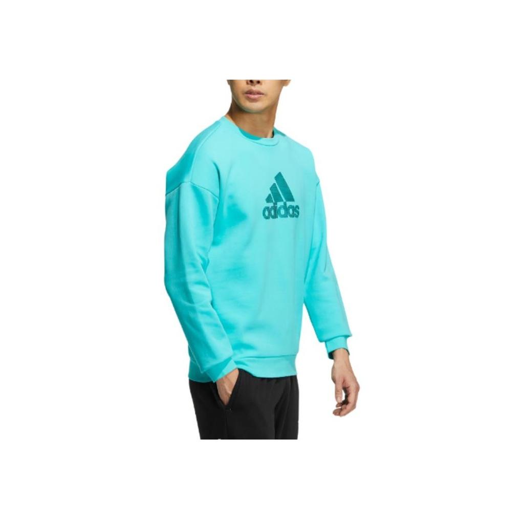 Adidas Logo Print Pullover Crew Neck Sweatshirt Men Sweatshirt Blue HM2983