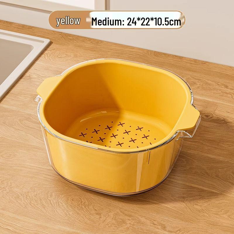 Double-Layer Kitchen Drain Basket for Fruits & Vegetables - Food-Grade Storage & Strainer