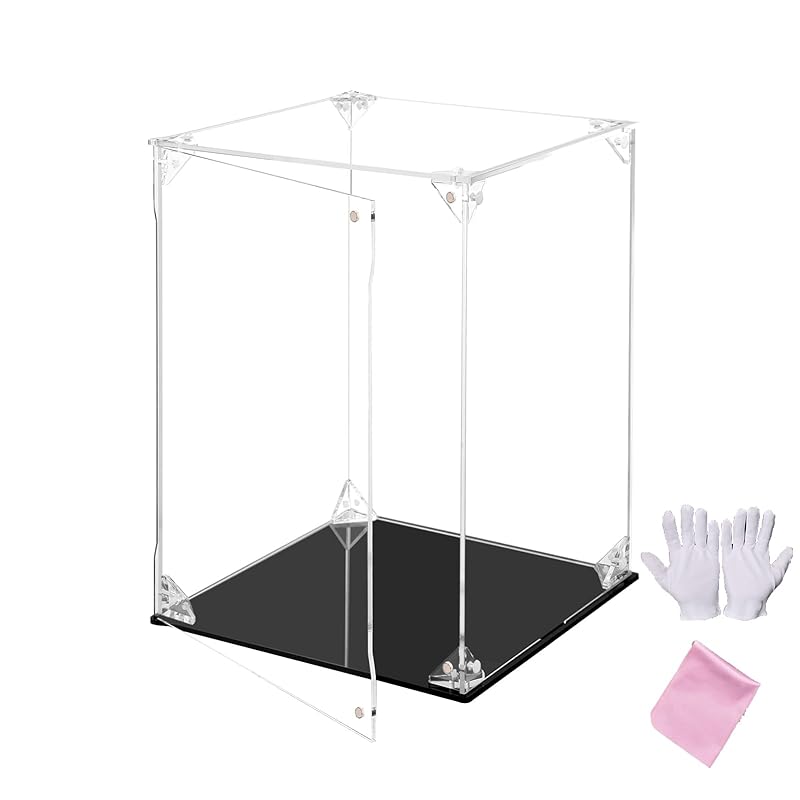 

EOMMOE Figure case [Magnetic door specification] [UV cut] display case acrylic box collection case pedestal black Width 20 x depth 20 x height 25cm