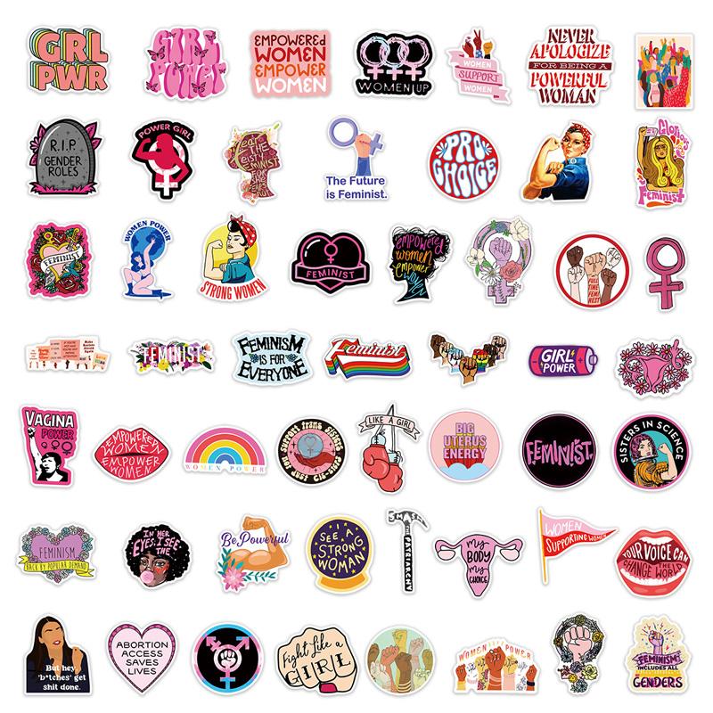 50 feministiske bevegelser Graffiti-klistremerker Samme søte klistremerker Vtuber Bagasje-klistremerker Krus-klistremerker Notatbok-dekorasjon-klistremerker Vanntette klistremerker