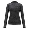 High-necked new fashion T-shirt mesh long-sleeved printed top, foreign style and thin slim-fitting elastic shirt as a base