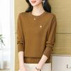 Frühling und Herbst Einfarbig Damen Rundhals Hohl Mode Pendeln Langarm Lose Pullover Gestrickte Tops