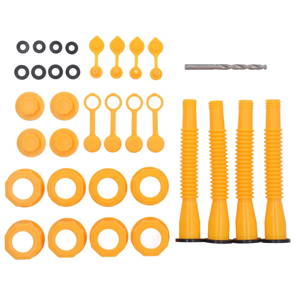 4 Set Gas Can Spout Kit Leakproof Flexible Nozzle Replacement Set for 1 2 5 10 Gal Cans