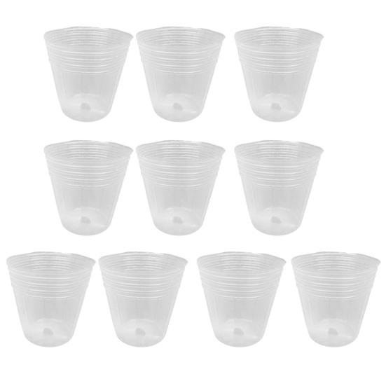 10Pcs/Set Sturdy Transparent Plant Grow Cup Plastic Practical Drainage Hole Plant Grow Pot for Home