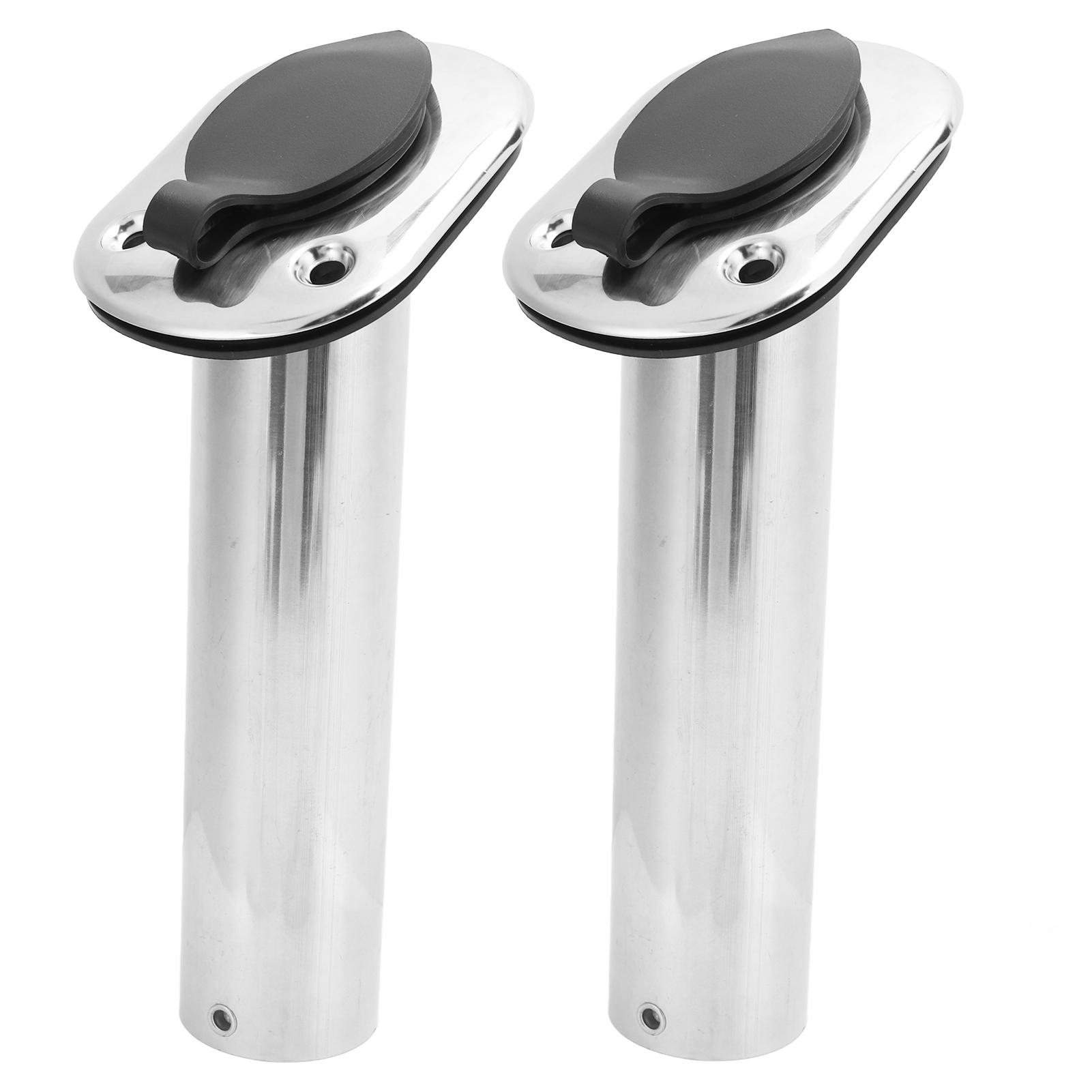

2pcs Boat Fishing Rod Holder 9in Flush Mount 316 Stainless Steel UV PCV Liner with Cap 30 degrees for Yacht