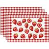 Set di tovagliette alla fragola Primavera Estate Quadretti Rossi Punti Fragola Frutta Stile Rustico Tappetini da Tavola per Festa Cucina Tavolo da Pranzo
