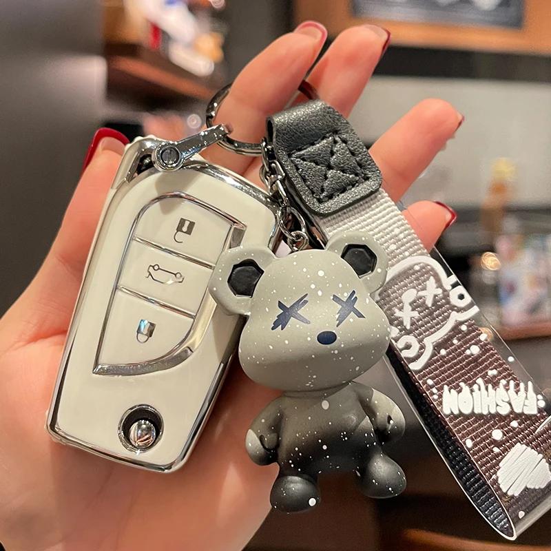 

Fashion Keychain TPU Car Key Case Full Cover Shell For Toyota Aygo Corolla Altis Auris Yaris Camry RAV4 Verso TC IM Accessories