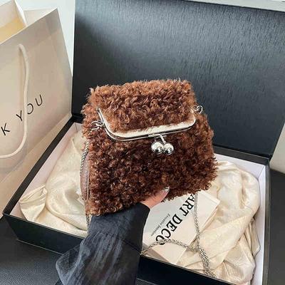 Women Furry Mini Crossbody Bags New Delicate Lipstick Coin Purse Autumn Winter Trendy Chain Lady Clutches