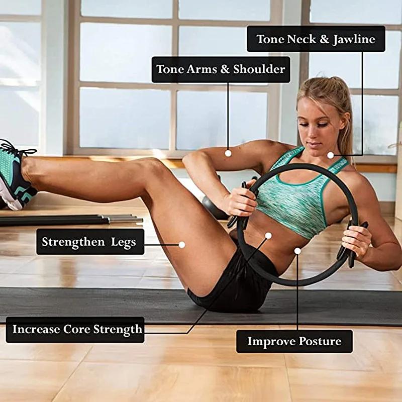 38cm/15in Yoga Fitness Pilates Circle Women Girls Circle Yoga Magic Ring Suitable for Home Gym Exercise Athletic Weight Loss Body Resistance 1pcs