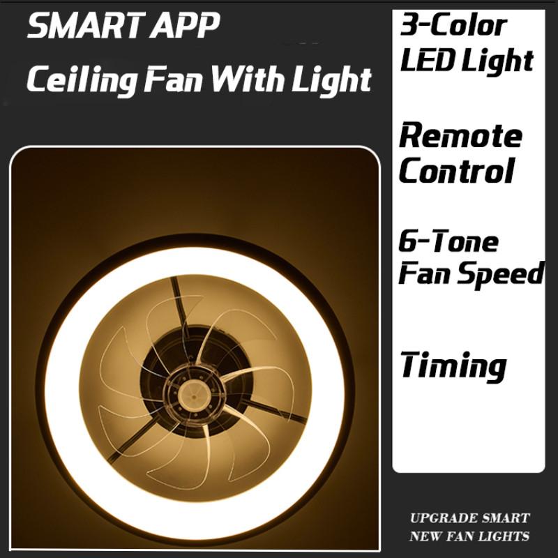 DC Motor Small Electric Ceiling Fan Light Household 6-Speed Strong Wind Ceiling Fan Indoor Remote Control Fan Lamp