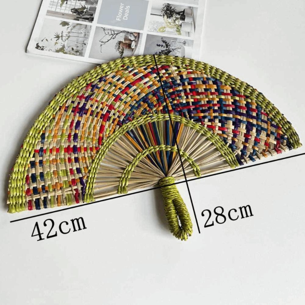 Semicircular Grass Woven Fan Seaweed Cooling Fan Natural Handheld Fan Summer