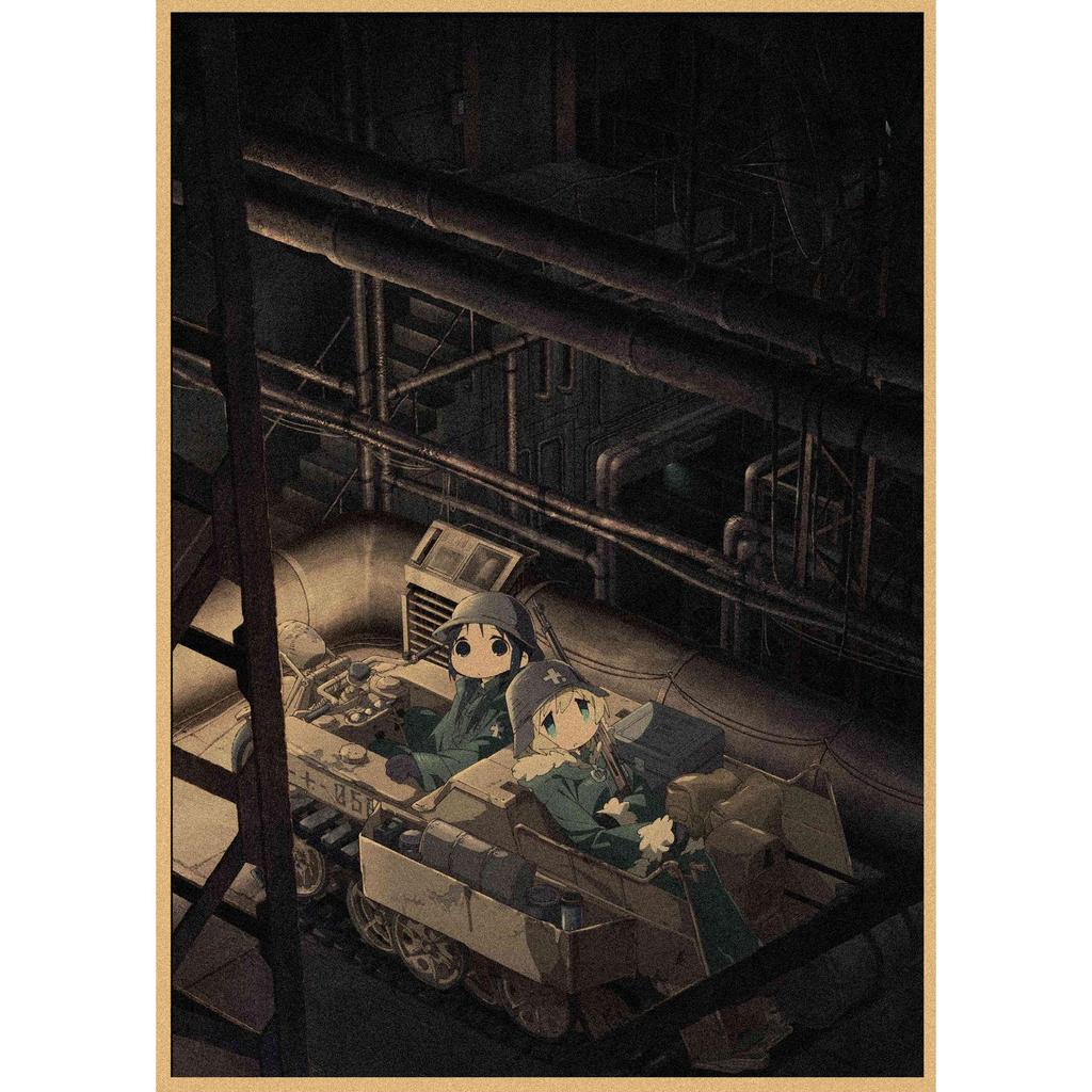 Retro Japanese Anime Girl Journey Poster - Kraft Paper Decorative Wall Art
