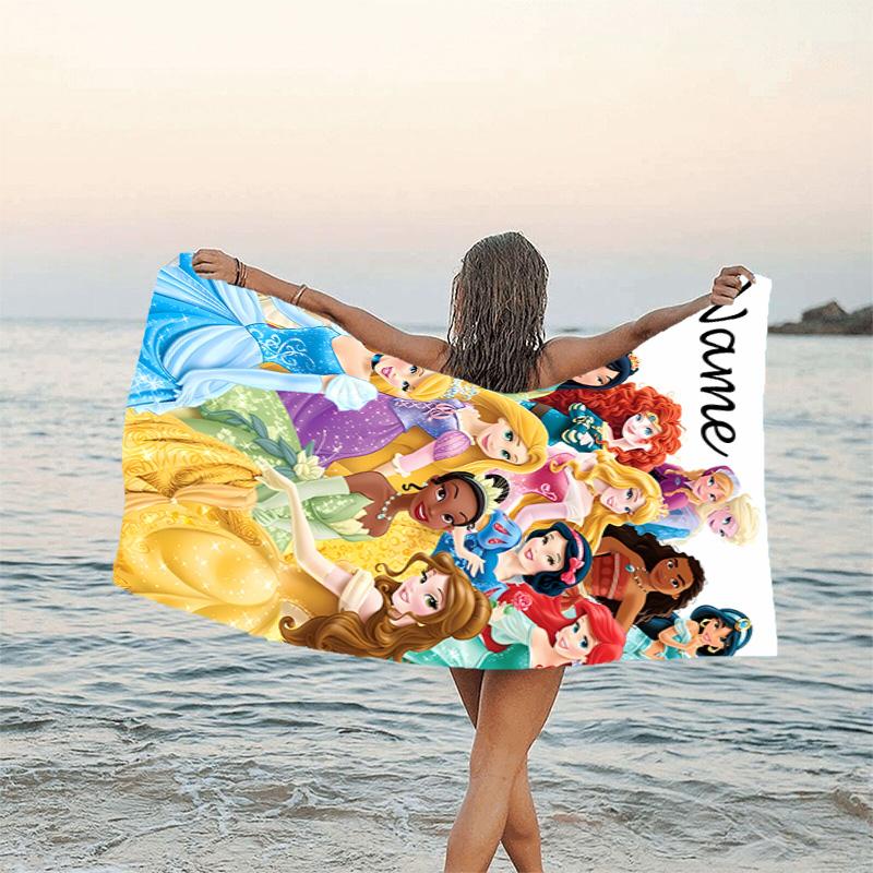 1pc Princess1 Beach Towel with Custom Name, Beach/Swimming/Bath/Picnic/Camping Towel, Suitable for Seaside Beaches