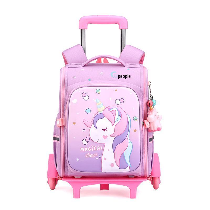 Capybara Unicorn Trolley School Bag for Girls - 2023, Detachable & Stair-Climbing