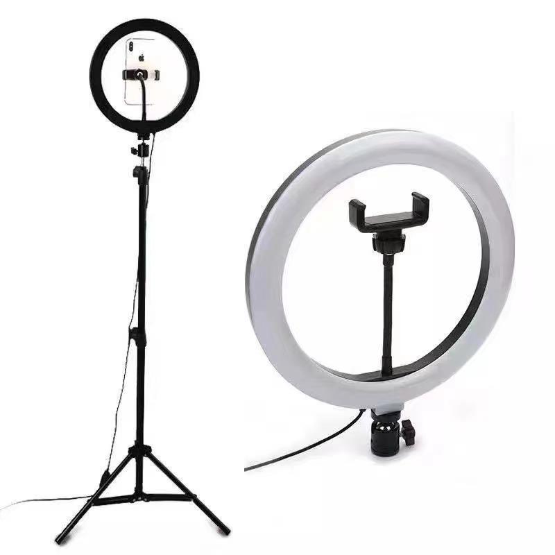 10/12/14 Inch Mobile Phone Ring Light with Adjustable Dimming & Color for Live Broadcast and Beauty Lighting