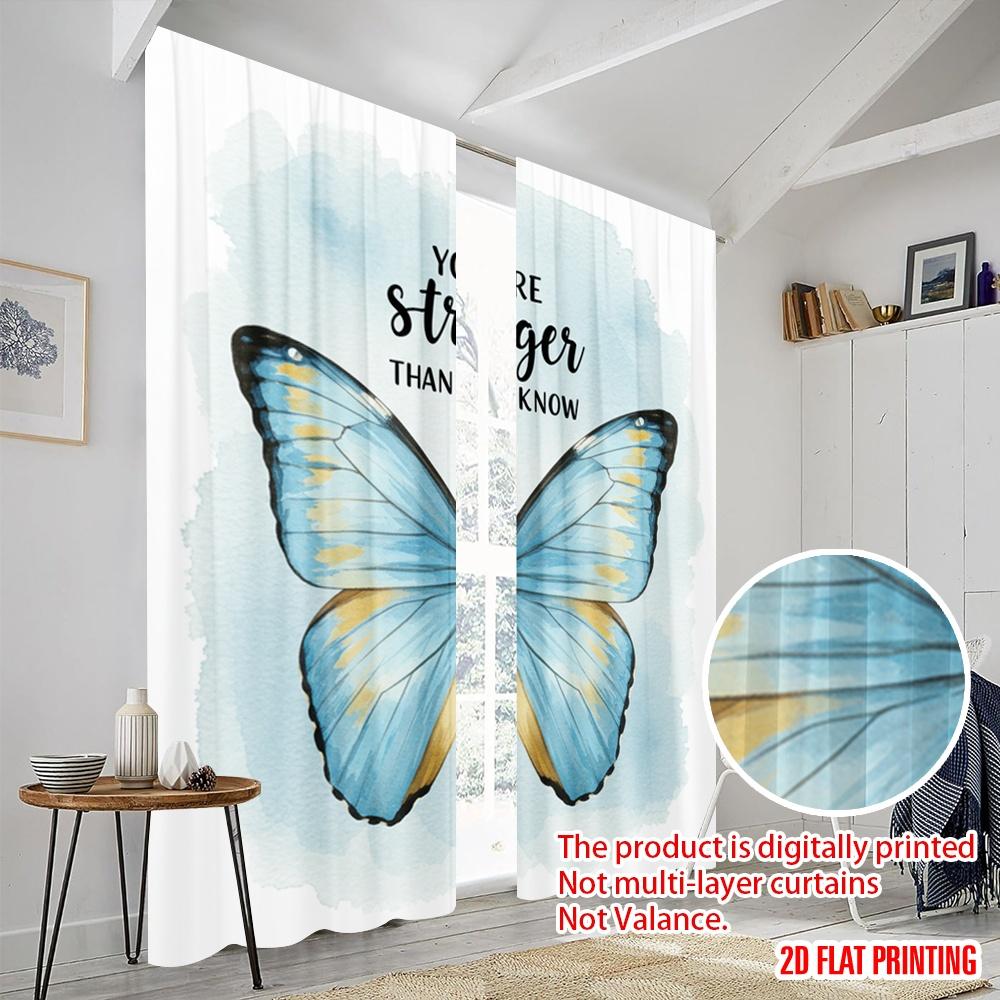 2pcs 2D flat printing Scene Curtains Butterfly Strength Polyester Without Electricity 0 Use for Classroom Office