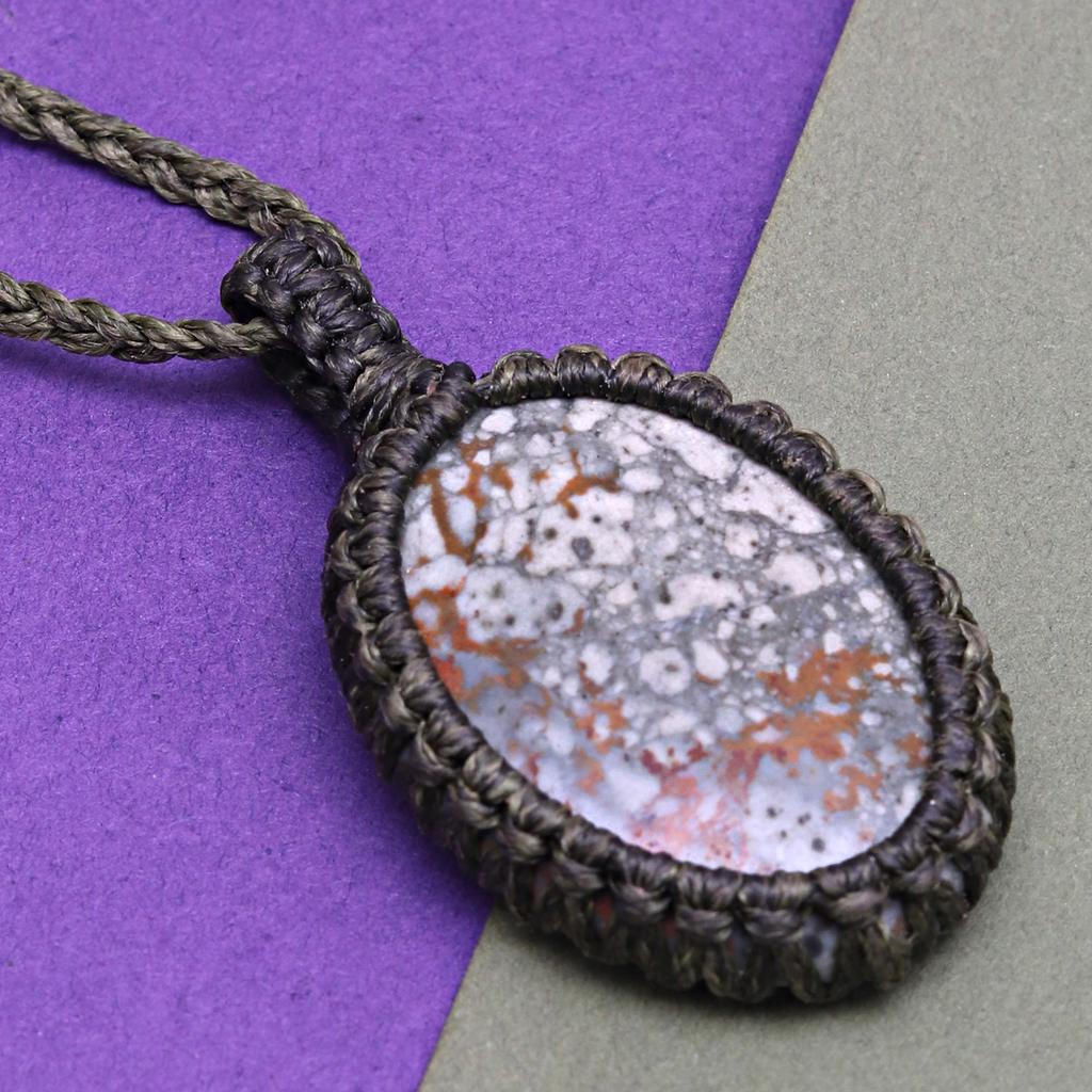 Jasper Macrame Handmade Necklace Gemstone Jewelry Thread 20-36''Ad Pendant
