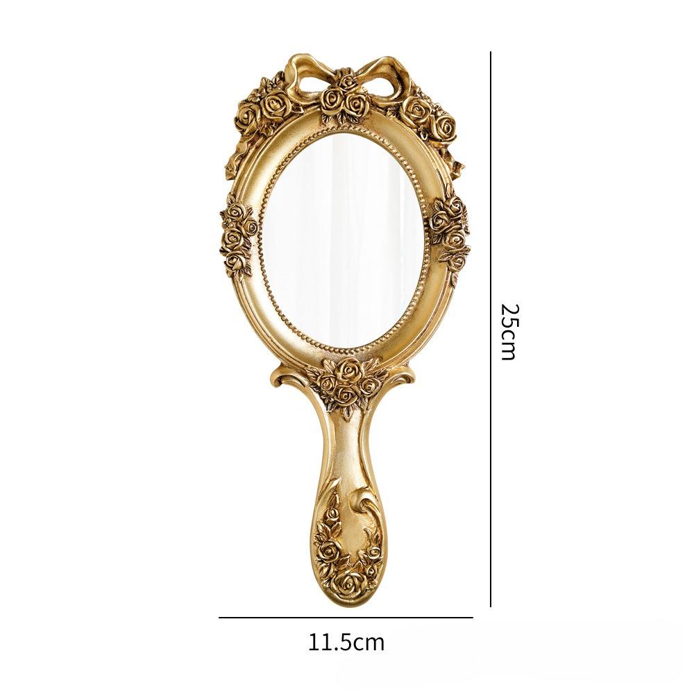 

Винтажное ручное зеркало для макияжа, компактное, дорожное, красивое, портативное, овальное, с тиснением розы, ручные зеркала, подарок для мамы, девушки 11.5x25cm