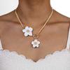Bohemian White Flower Flat Snake Bone Chain Pendant Necklace for Women Elegant Gold OT Chain Necklace Jewelry Holiday Gift