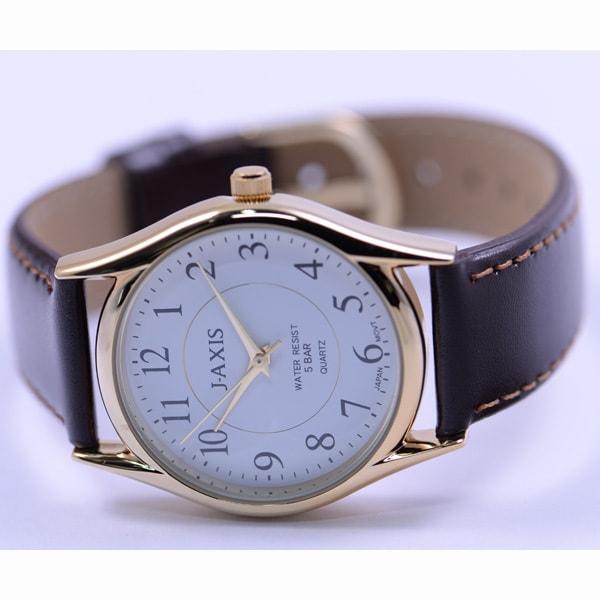 J-AXIS Men's NAG54-G (Easy-to-See Quartz Men's Sun Flame) Round Watch Brown Alloy Analog
