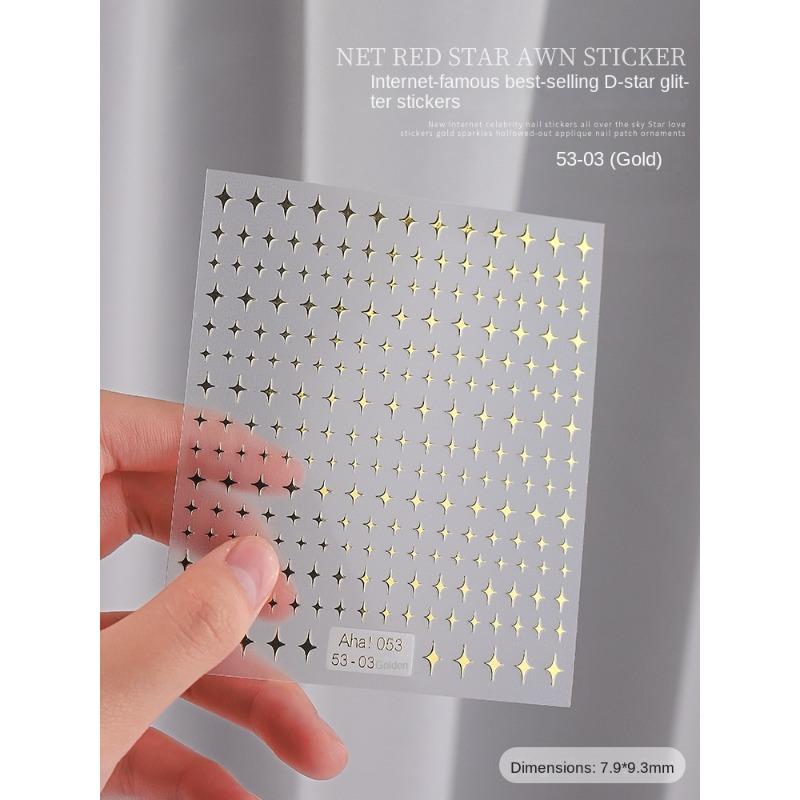 New Bronzing Point Drill Nail Art Sticker Ins with Drill Simple Cold Gold and Silver Line Curve Adhesive Nail Sticker