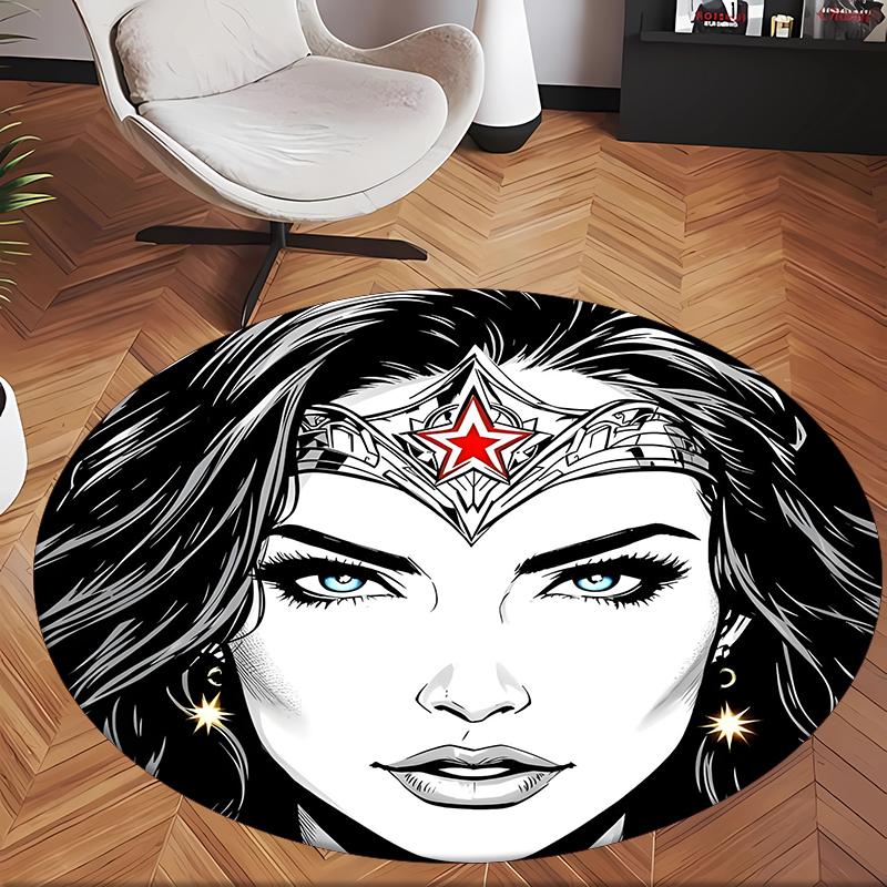 Wonder Woman (1) Round Office Rug Decorative Floor Rug for Office Bedroom Living Room and Home Space