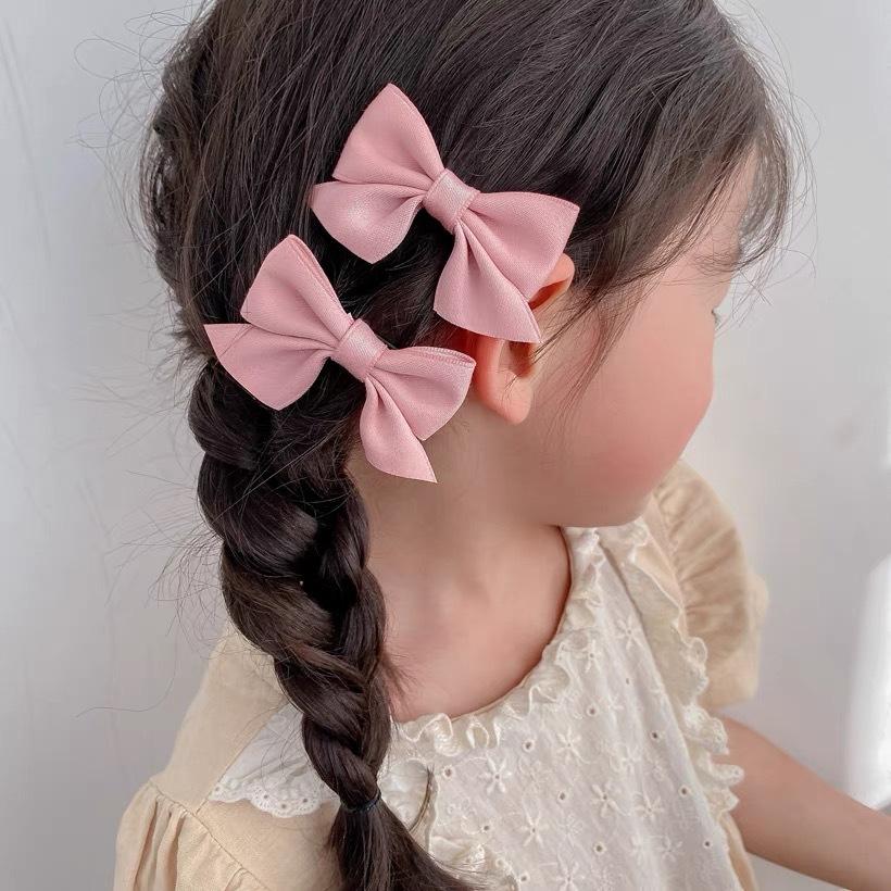 2Pcs/Pair Small 4cm Duckbill Hair Clips Satin Butterfly Bow Hair Bangs Hairgripes Women Girl Fashionable Hair Accessories