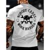 Men's New Spring/Summer Sporty Casual T-Shirt - Lightweight and Comfortable, "NOBODY CARES WORK HARDER" Wrench Skull Graphic, Comfortable for Sports