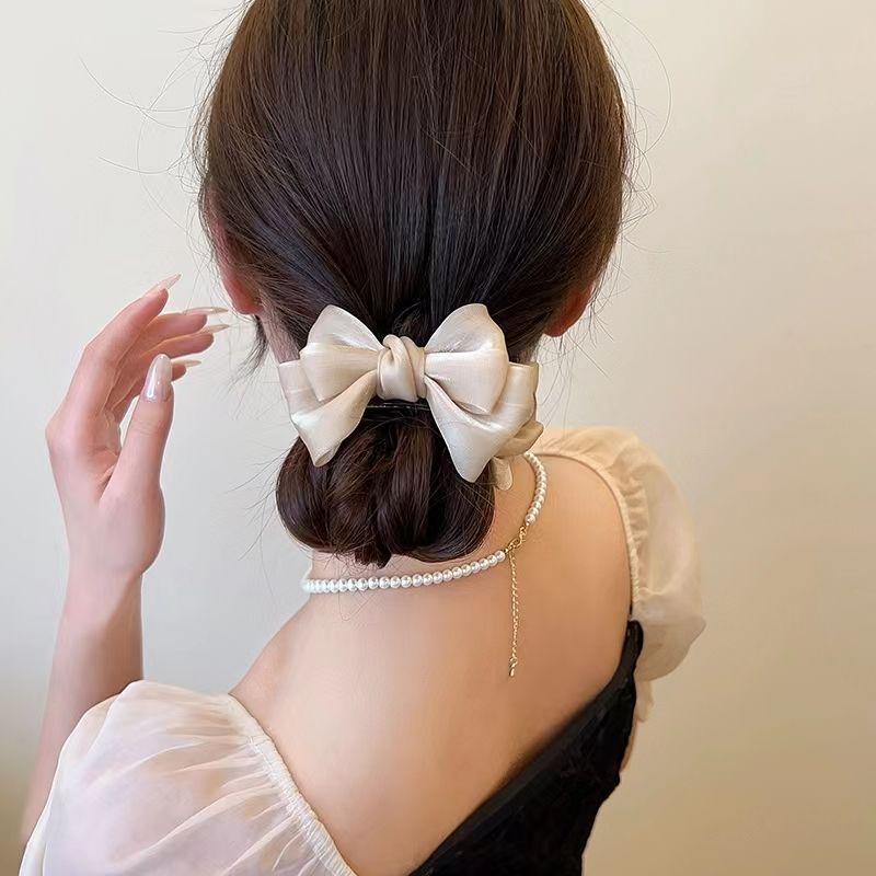 Korea Bowknot Hair Claw Satin Bow Hair Clips Barrettes Sweet Ponytail Vintage Crab Hairpins Styling Tools Women Hair Accessories