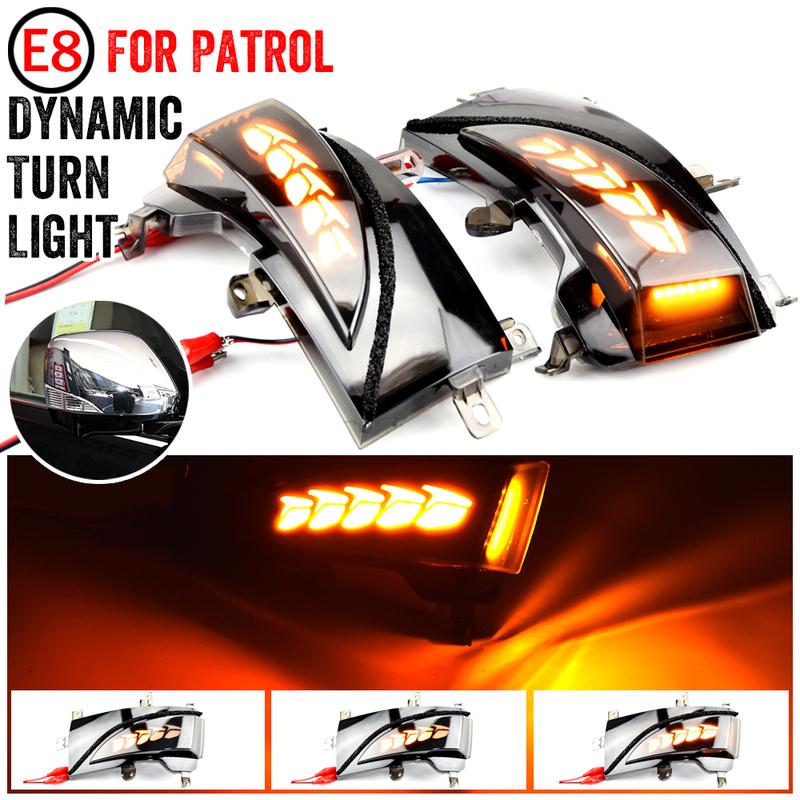 2 Pieces Side Wing Mirror LED Dynamic Turn Signal Light For Nissan Patrol Y62 2012-2018 Armada Quest RE52 For Infiniti QX56 QX80