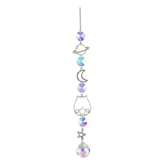 Stars Moon Sun Catcher Hanging Planets Ornament Prismatic Sun Catcher Rainbow Maker for Outdoor Garden Home Wall Decoration