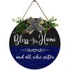 Front Door Blessed Wreaths Bless This Home and All Who Enter, Funny Welcome Wall Hanging Sign Plaque, for Front Door Entryway Porch House Decorations