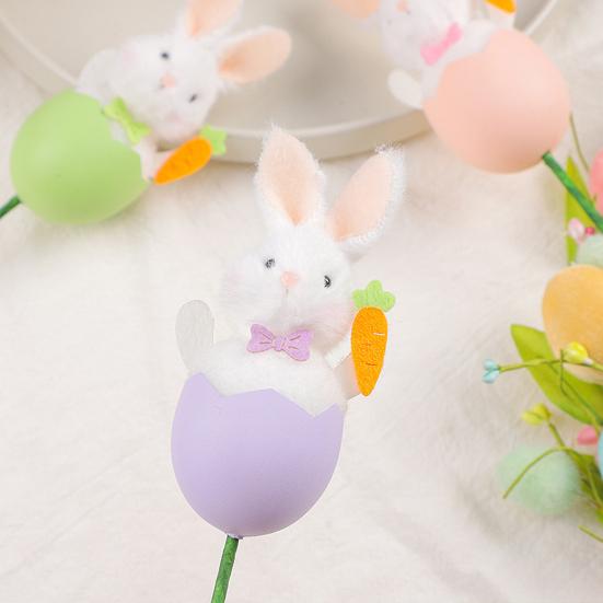 Easter Bunny Picks with Pastel Eggs DIY Floral Arrangement Decor Cute Spring Party Decoration Reusable Craft Accessories for Home Centerpiece