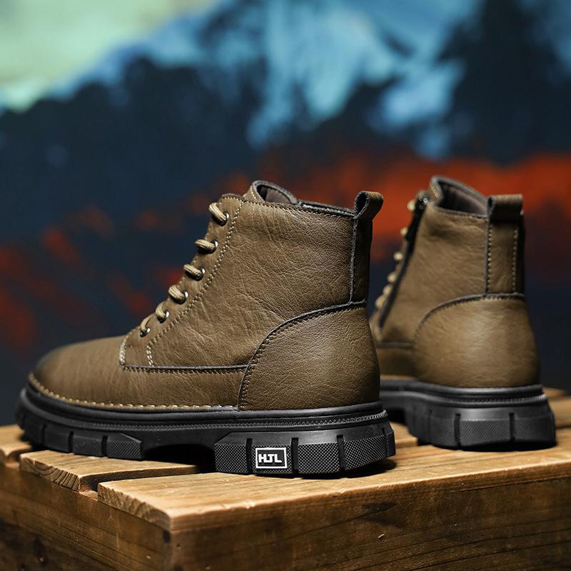 Leather Vintage Trend Fashion High Top Leather Boots Large Size Men's Casual Martin Boots Autumn Outdoor Tooling Boots