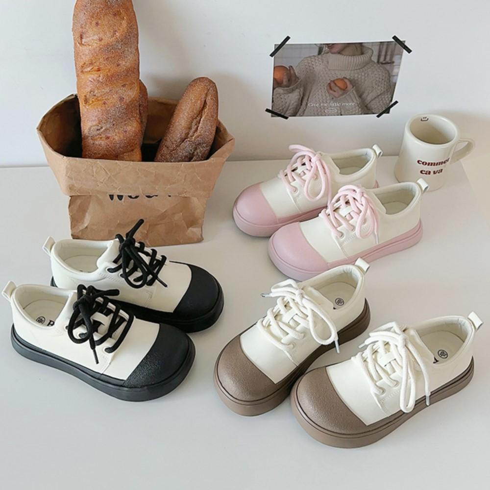 Fashion Maillard Popular Big Head Niche Design Versatile Student Round Toe Board Shoes New Casual Thick Sole Small Pink Brown Shoes