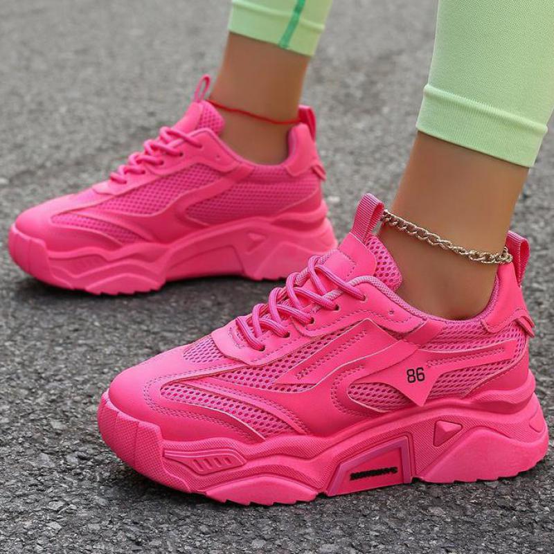 Spring Women's Sneakers Green Breathable Mesh Platform Chunky Sneakers Women Sports Shoes Thick Sole Walking Sneakers Woman Shoe