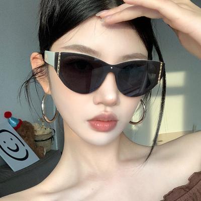 Frameless Cat'S Eye Sunglasses, Sunglasses, Retro Integrated High-Quality Textured Sunglasses Are Thin