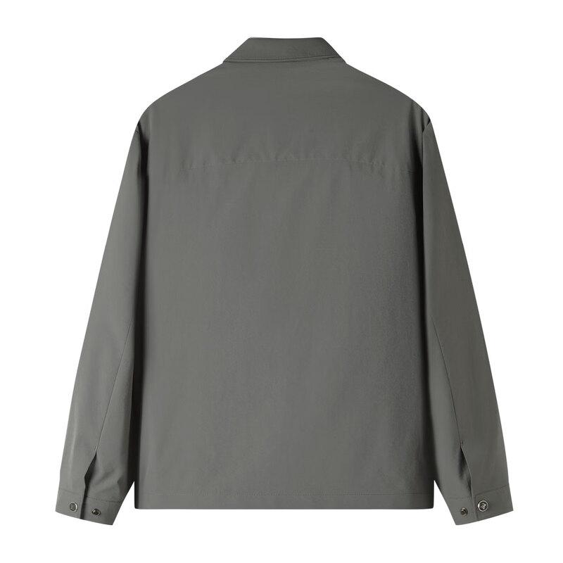 Shanshan Men's Spring/Summer Thin Wrinkle-Textured Polo Collar Jacket