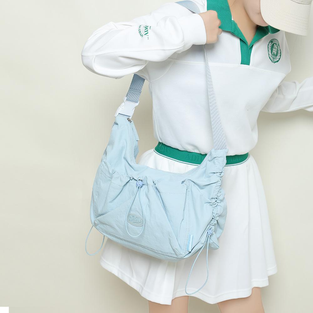 Crossbody bag Oxford cloth women's large-capacity pleated casual bag spring waterproof nylon dumpling bag