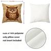 Vintage Embossed Owl Print Throw Pillow Covers Pattern Cushion Cover Suitable for Sofa Bedroom Car Pillow Cover