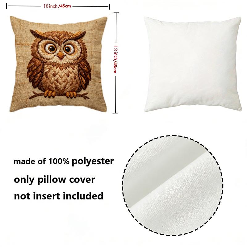 Vintage Embossed Owl Print Throw Pillow Covers Pattern Cushion Cover Suitable for Sofa Bedroom Car Pillow Cover